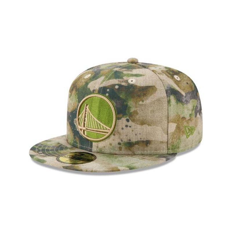 NBA Golden State Warriors Abstract Camo 59Fifty Fitted (LRM9397) - Brown New Era Caps